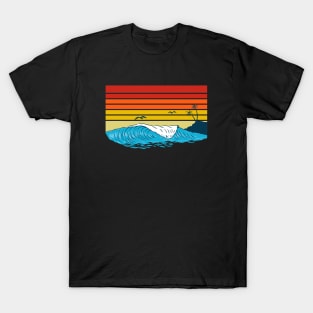 Retro wave over a sunset T-Shirt